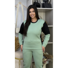 16790-72 світло-зелений жіночий спортивний костюм (SARA, тринитка, фліс, 2 од. розміри напівбатал: 46/48, 50/52)