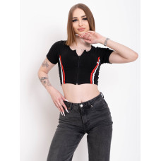 0369* чорна жіноча кофта з коротким рукавом (ТУРЕЧЧИНА, 10 од. розміри норма: S-L, повторюються) видача наступного дня