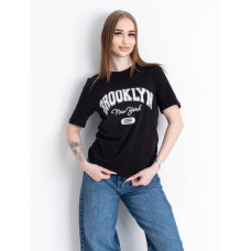 1839-1 чорна жіноча футболка (YOLA, принт, турецький бавовна, 5 од. розміри норма: S. M. L. XL. 2XL)