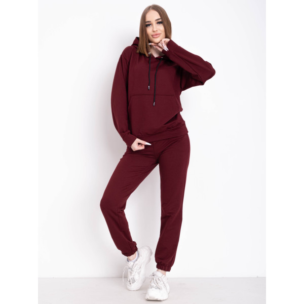 0530-99 БОРДОВЫЙ 5`th Avenue спортивный костюм женский из турецкой двунитки (3 ед. размеры : 42.44.46) демисезон