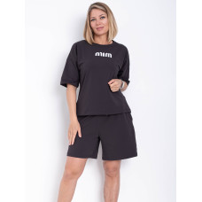 1691-61 графіт жіночий костюм двійка (футболка + шорти) (5'TH AVENUE, турецька бавовна, 3 од. розміри напівбатал: 48. 50. 52)