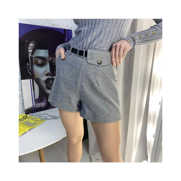 0255-2 СВІТЛО-СІРІ шорти фетрові жіночі (3 од. розміри: S.M.L)