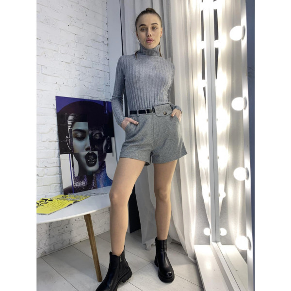 0255-2 СВІТЛО-СІРІ шорти фетрові жіночі (3 од. розміри: S.M.L)
