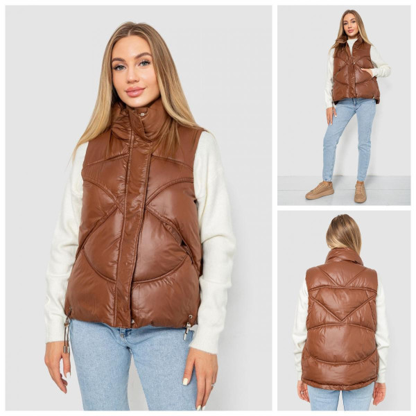 0915-9* коричнева жіноча жилетка (синтепон, 5 од. розміри норма: M. L. XL. 2XL, можуть повторюватися) видача наступного дня