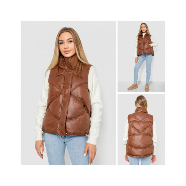 0915-9* коричнева жіноча жилетка (синтепон, 5 од. розміри норма: M. L. XL. 2XL, можуть повторюватися) видача наступного дня