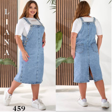 0459 # блакитний жіночий джинсовий сарафан (стрейч-коттон, 6 од. розміри батал: 3XL. 4XL. 5XL. 6XL. 7XL. 8XL) видача наступного дня