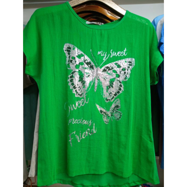 2019-7 зеленая женская футболка (4 ед. размеры полубатал: L. XL. 2XL. 3XL)