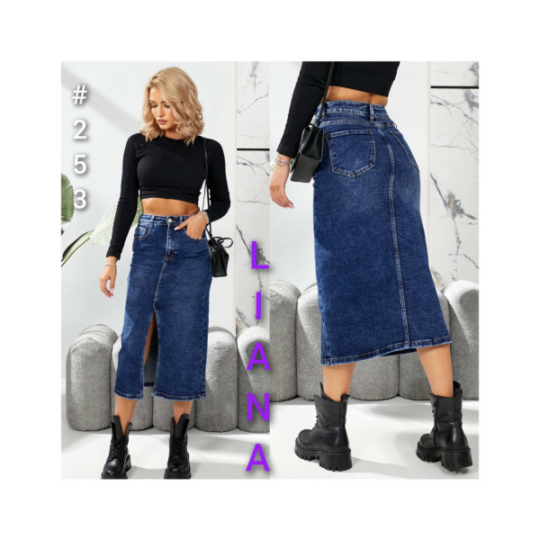 0253* синя жіноча джинсова спідниця (стрейчева, 6 од. розміри норма: 25. 26. 27. 28. 29. 30) видача наступного дня