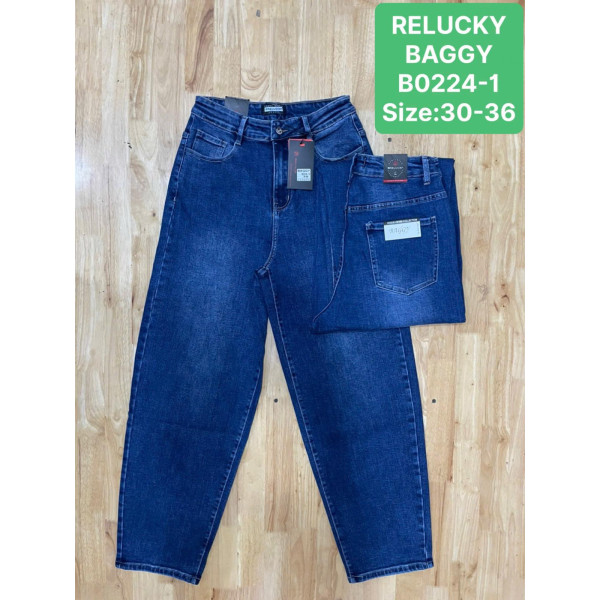 0224-1 сині жіночі джинси баггі (RELUCKY, стрейчові, 6 од. розміри батал: 30-36) видача наступного дня