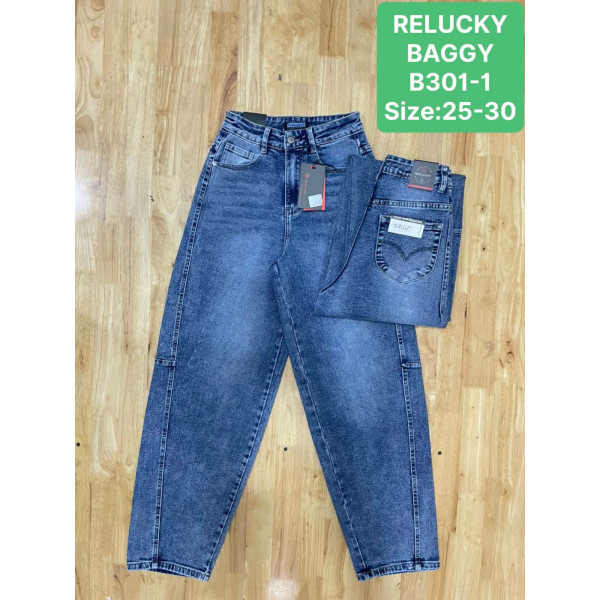 0301-1# блакитні жіночі джинси баггі (6 од., розміри норма: 25-30) видача наступного дня