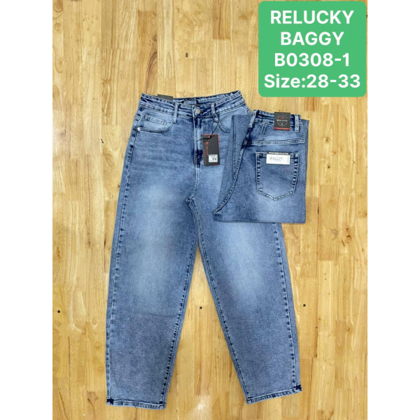 0308-1# блакитні жіночі джинси баггі (6 од., розміри напівбатал: 28-33) видача наступного дня