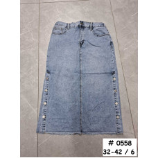 0558# блакитна жіноча джинсова спідниця (стрейч-коттон, 6 од., розміри батал: 32-42) видача наступного дня