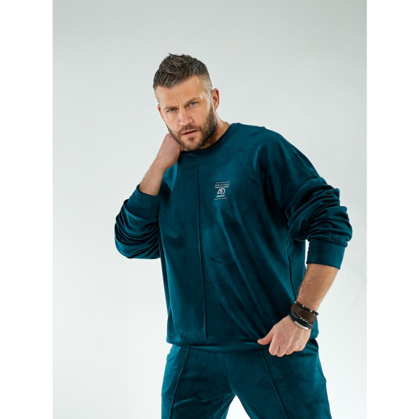 12600-77 темно-зеленый мужской спортивный костюм (SARA, велюровый, 2 ед. размеры полубатал: 48-50. 52-54)