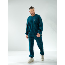 12600-77 темно-зелений чоловічий спортивний костюм (SARA, велюровий, 2 од. розміри напівбатал: 48-50. 52-54)