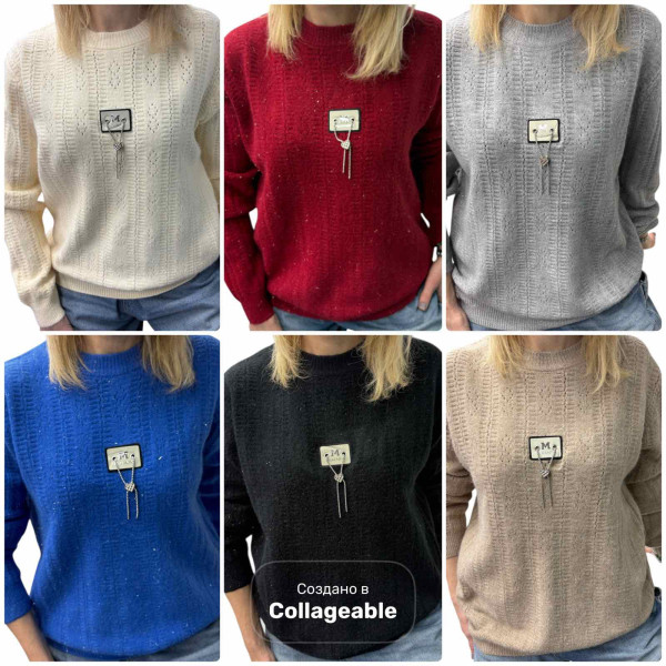 25416* мікс кольорів жіночий светр (бавовна + кашемір, 6 од., розміри напівбатал: 46-52) видача наступного дня