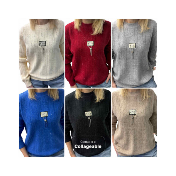 25416* мікс кольорів жіночий светр (бавовна + кашемір, 6 од., розміри напівбатал: 46-52) видача наступного дня