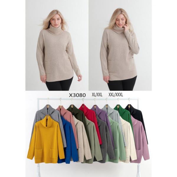 3080* мікс кольорів жіночий светр (10 од., розміри батал: XL-3XL) видача наступного дня