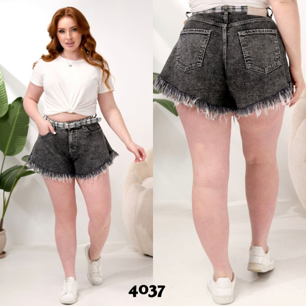 4037# сірі жіночі шорти, стрейч-коттон (6 од., розміри напівбатал: 28-33) видача наступного дня