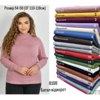 8188* мікс кольорів жіночий кашеміровий гольф (6 од., розміри батал: 54-58) видача наступного дня