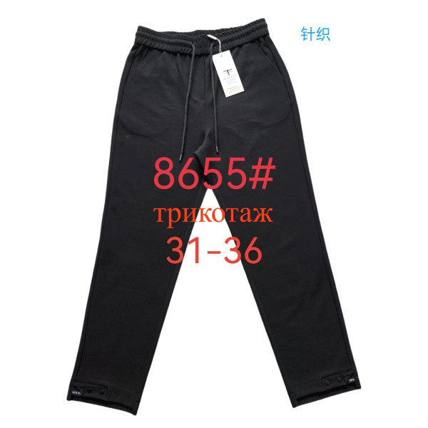 8655# черные женские брюки Fudeyan (трикотаж, 6 ед, размеры батал: 31-36) выдача на следующий день
