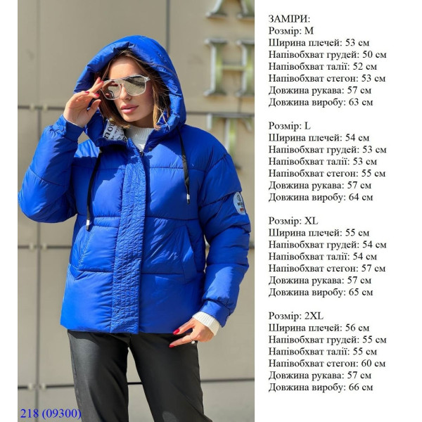 0218-2 * синя жіноча куртка, єврозима (4 од., розміри норма: M-L-XL-2XL) видача наступного дня