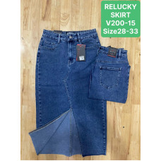0200-15 # синя жіноча джинсова спідниця (RELUCKY, стрейчові, 6 од. розміри напівбатал: 28. 29. 30. 31. 32. 33) видача наступного дня