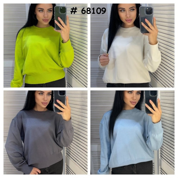 68109* мікс кольорів жіночий светр (6 од., розміри норма-напівбатал: M-XL універсальний) видача наступного дня