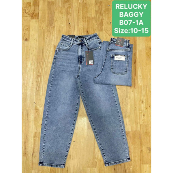 0007-1# синие детские джинсы relucky (стрейч-коттон, 6 ед, размеры детские: 10-15) выдача на следующий день Джинсы