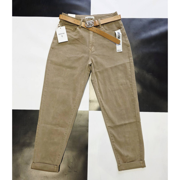0587-79# бежевые женские джинсы (стрейч коттон, 10-ед, размеры батал: L-4XL) M.Sara