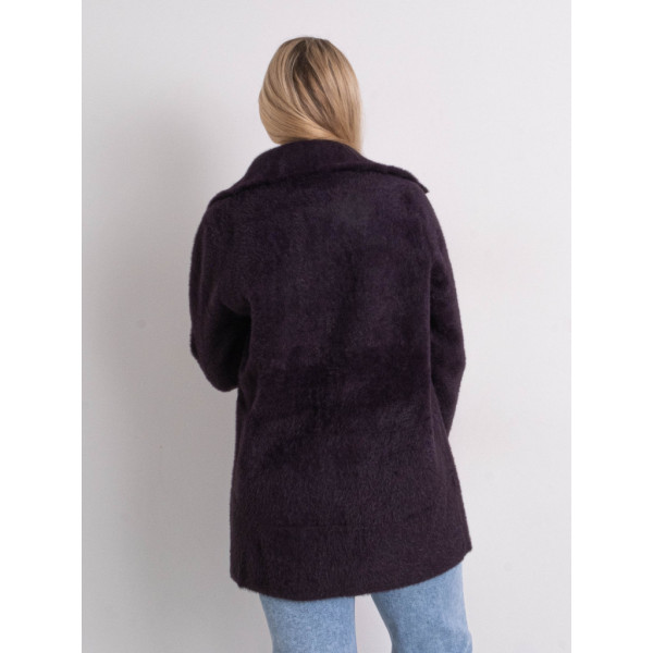 0565-24 темно-фиолетовый женский кардиган (шерсть альпаки, на змейке, 1 ед. универсальный полубатальный размер: 48-52) Кардиган