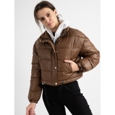 2806-14 / коричневая женская куртка (на синтепоне, из экокожи, 4ед. размеры полубатал:M. XL. XL. 2XL) Куртка