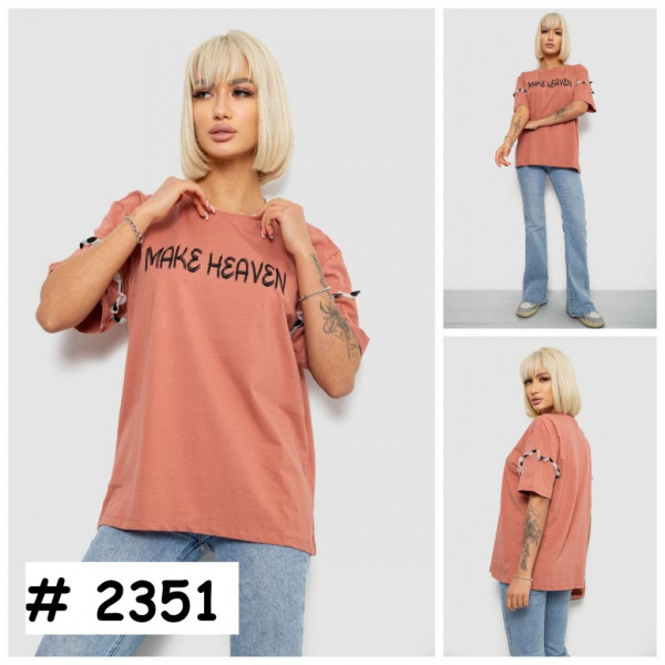 2351# выбор цвета женская футболка (4 ед, размеры полубатал: L-XL) выдача на следующий день Футболка