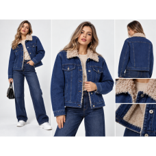 0055 * Жіноча джинсова куртка на хутрі New Jeans синя (1165704)