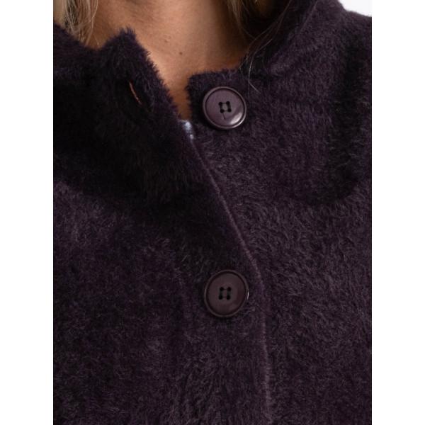 0562-13 темно-фиолетовый женский кардиган (шерсть альпаки, на пуговицах, 1 ед. универсальный полубатальный размер: 46-52) Кардиган