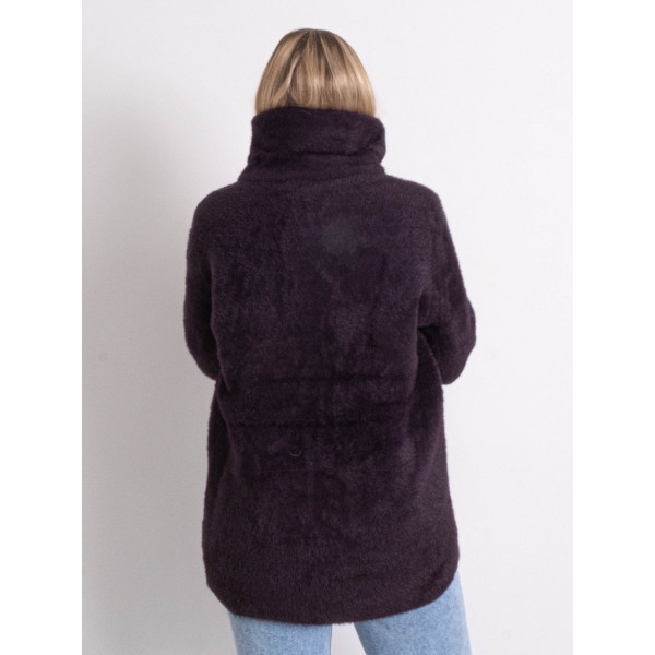 0562-13 темно-фиолетовый женский кардиган (шерсть альпаки, на пуговицах, 1 ед. универсальный полубатальный размер: 46-52) Кардиган