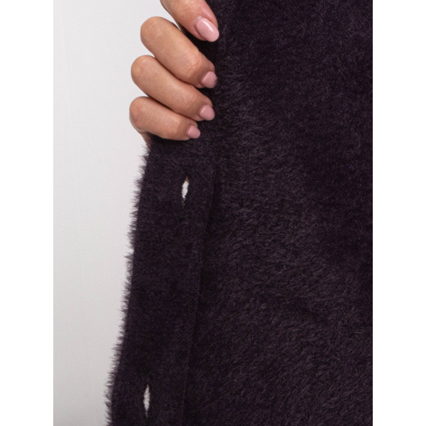 0562-13 темно-фиолетовый женский кардиган (шерсть альпаки, на пуговицах, 1 ед. универсальный полубатальный размер: 46-52) Кардиган