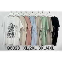 6023# микс цветов женская футболка (Kiss me, 10 ед, размеры батал: 2XL-4XL) выдача на следующий день Kiss me