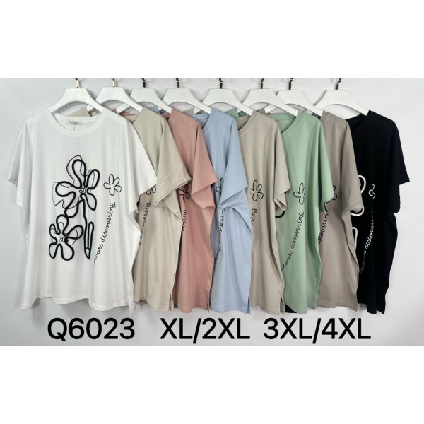 6023# микс цветов женская футболка (Kiss me, 10 ед, размеры батал: 2XL-4XL) выдача на следующий день Kiss me