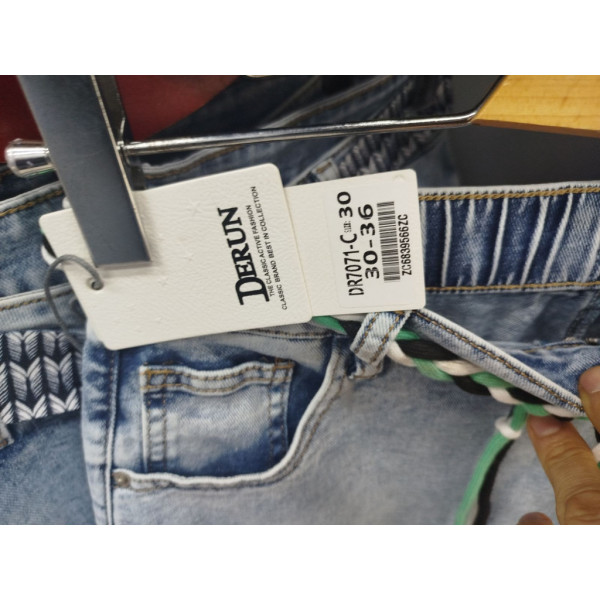 7071# голубые женские джинсовые шорты-юбка(Derun, стрейч, 6 ед, размеры батал: 30-36) выдача на следующий день Derun