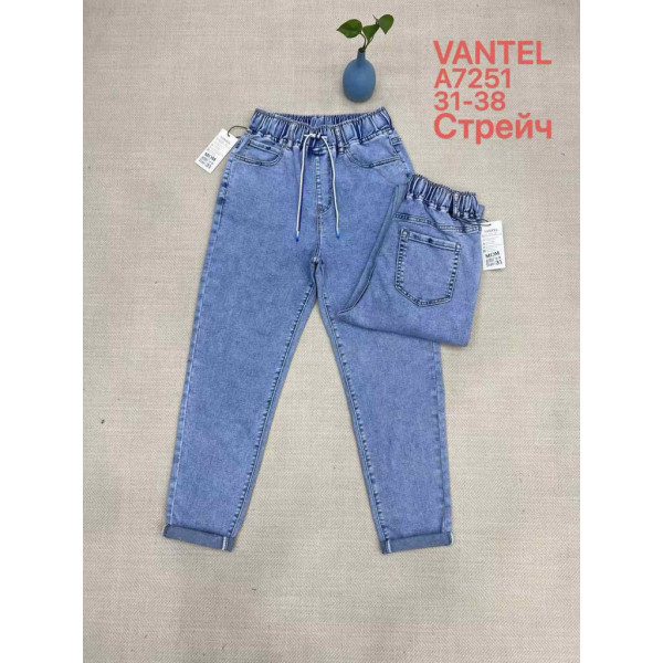 7251# голубые женские джинсы vanver (стрейч коттон, 6 ед, размеры батал: 31-38) выдача на следующий день Vanver