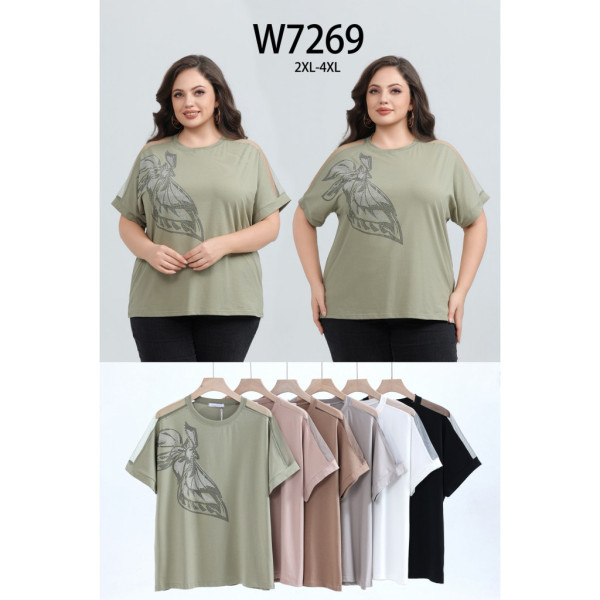 7269# микс цветов женская футболка (Kiss me, 10 ед, размеры батал: 2XL-4XL) выдача на следующий день Kiss me