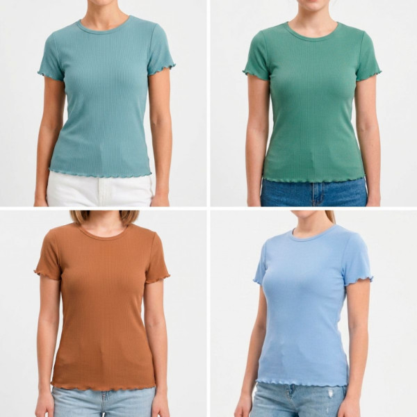 5142-997 микс цветов женская футболка (рубчик, 7ед, универсальный размер норма:42/48) Футболка