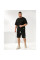 0212-1# черный мужской спортивны костюм двойка, oversize (хлопок+эластан, 4 ед, размеры норма: л, хл, 2хл, 3хл) выдача на следующий день Костюм двойка