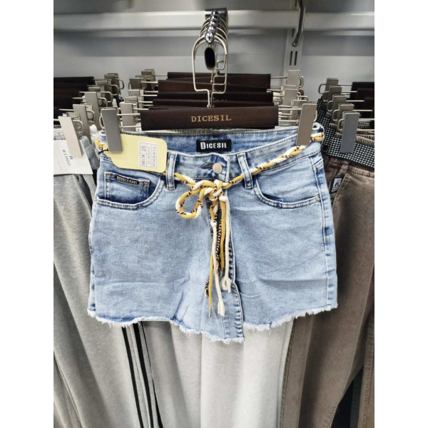 6017# голубые женские джинсовые шорты-юбка (стрейч коттон, 6 ед, размеры норма: 25-29) выдача на следующий день Шорты