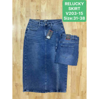 0203-156 / синяя женская джинсовая юбка (RELUCKY, стрейчевые, 6 ед. размеры батал: 31. 32. 33, 34, 36, 36) Relucky