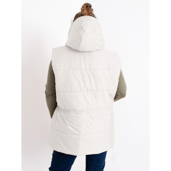 0752-100 молочна жіноча жилетка (5'TH AVENUE, синтепон, з капюшоном, 3 од. розміри батал: 54. 56. 58) 5`th Avenue