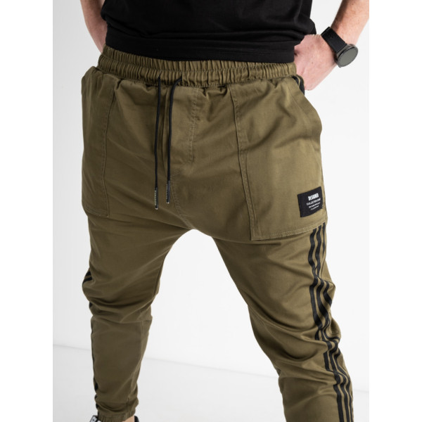 1079-74 / хаки мужские джоггеры (X-Design, стрейчевые, 4 ед. размер норма: S. S. M. M) Джеггинсы