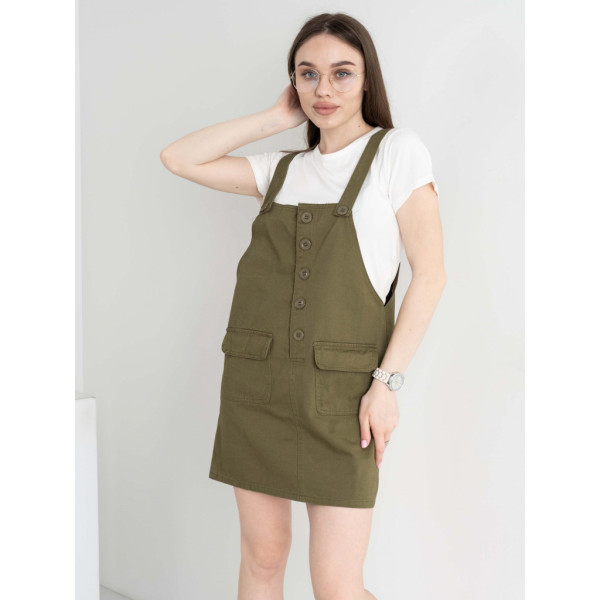 0899-77 XINYUE ХАКІ комплект із сарафану та футболки (3 од.розміри: M.L.XL) Xinyue