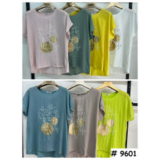 9601# выбор цвета женская футболка (лён, 4 ед, размеры батал: 3XL-6XL) выдача на следующий день Футболка