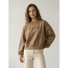820802-4 бежевый женский свитшот (двухнитка, варка, укороченая, 1 ед, универсальный размер норма : S/L) Свитшот